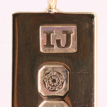 Vintage 9ct Hallmarked 1977 Sheffield Gold Ingot Bar Pendant Investment Gift