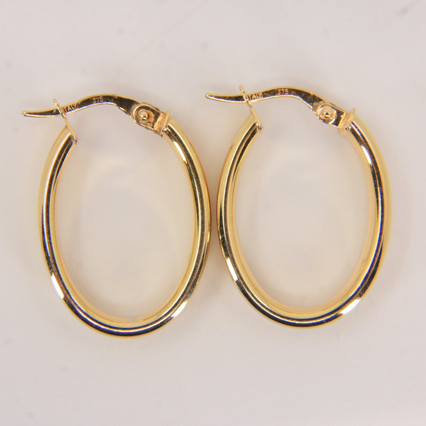 Vintage 9ct Gold Textured & Polished Hoop Earrings Yellow Gold Boxed