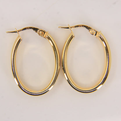 Vintage 9ct Gold Textured & Polished Hoop Earrings Yellow Gold Boxed