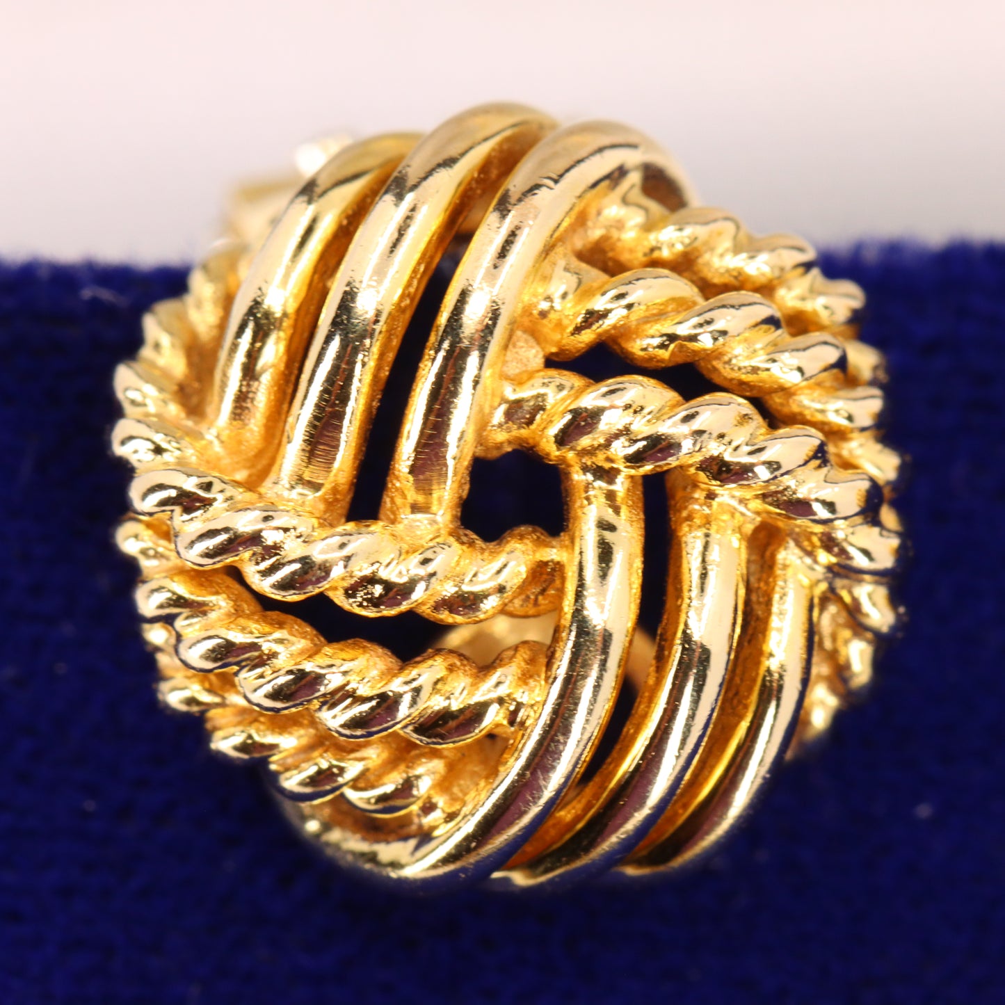 Vintage 18ct Hallmarked Yellow Gold Knot Stud Earrings Latch Back Boxed Gift