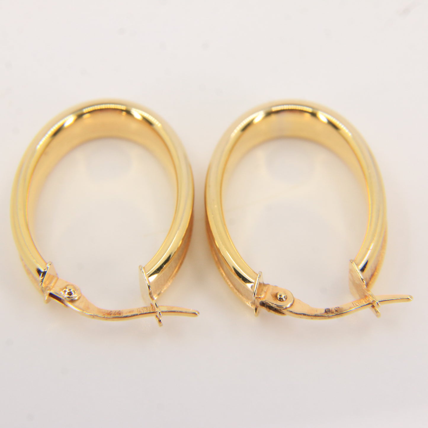 Vintage 9ct Gold Textured & Polished Hoop Earrings Yellow Gold Boxed