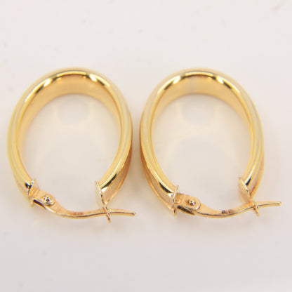 Vintage 9ct Gold Textured & Polished Hoop Earrings Yellow Gold Boxed