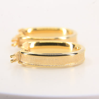 Vintage 9ct Gold Textured & Polished Hoop Earrings Yellow Gold Boxed