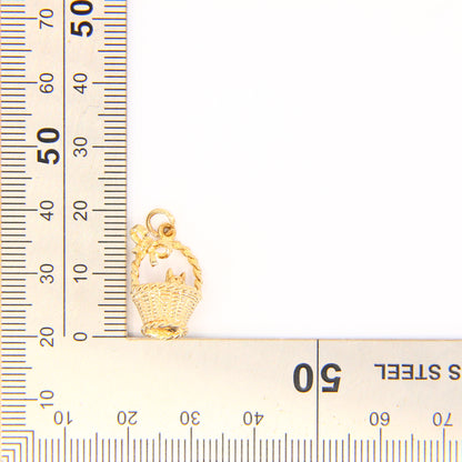 Vintage 9ct Kitten in Basket Charm Hallmarked Solid Yellow Gold Cat Pendant Gift