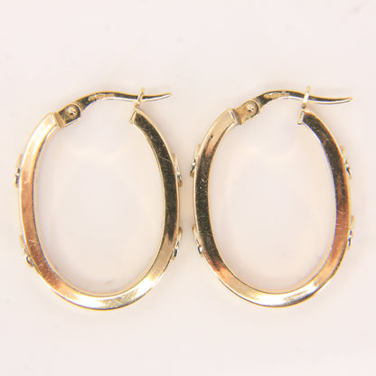Vintage 9ct Hallmarked Yellow Gold Hoop Earrings Screw Style Design