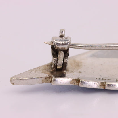 Vintage 9ct White Gold Enamel Parachute Regiment Sweetheart Brooch 1951 Boxed