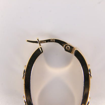 Vintage 9ct Hallmarked Yellow Gold Hoop Earrings Screw Style Design
