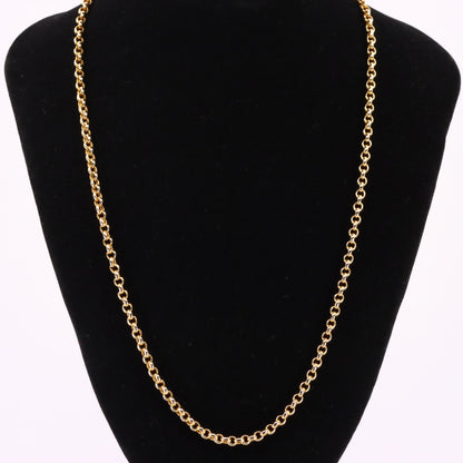 Vintage 9ct Hallmarked Yellow Gold 21.5 Inch 4mm Belcher Rolo Chain Boxed