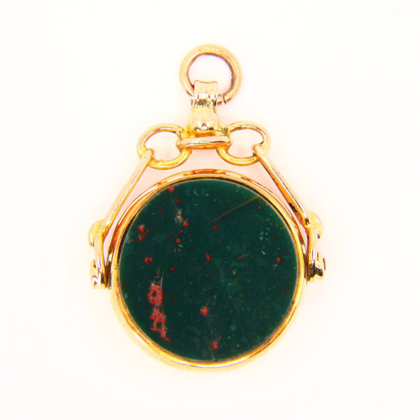 Vintage 9ct Bloodstone Carnelian Swivel Fob Pendant Yellow Gold Hallmarked Charm