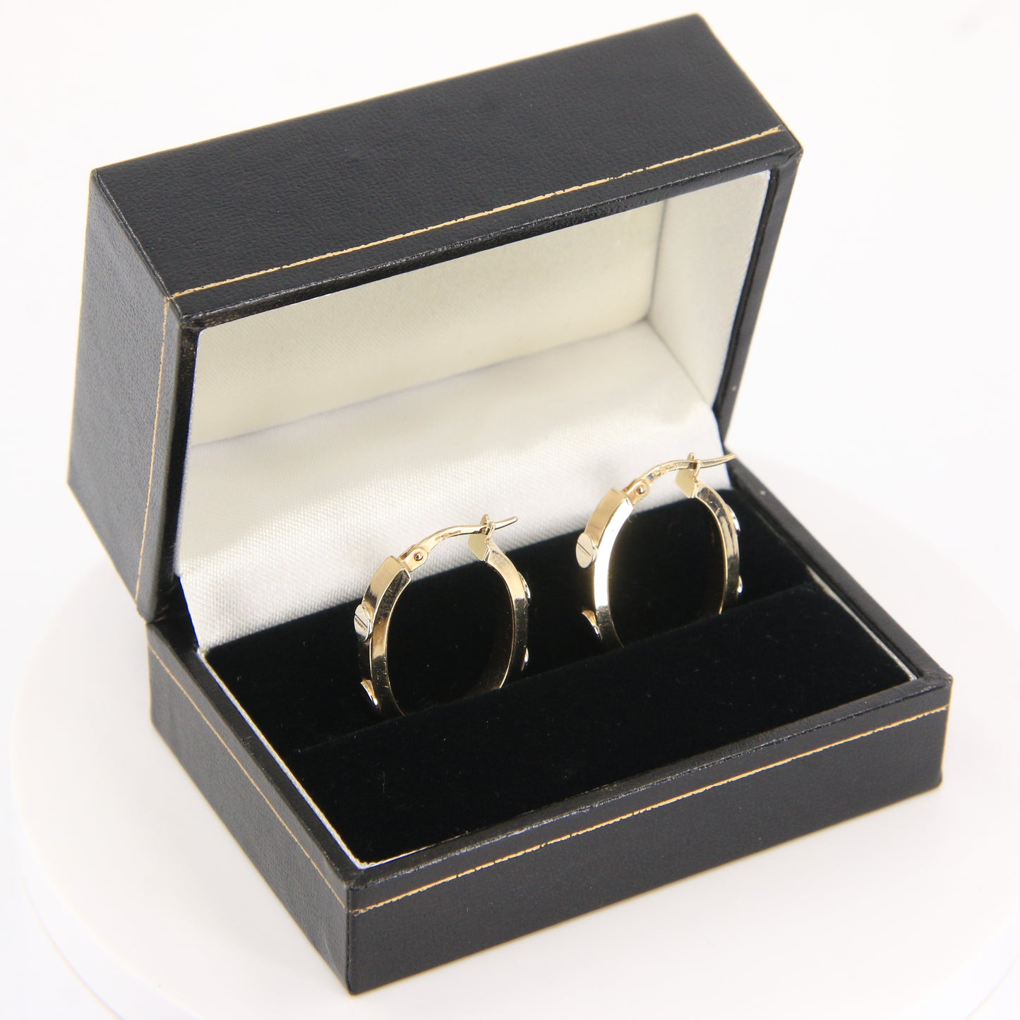 Vintage 9ct Hallmarked Yellow Gold Hoop Earrings Screw Style Design