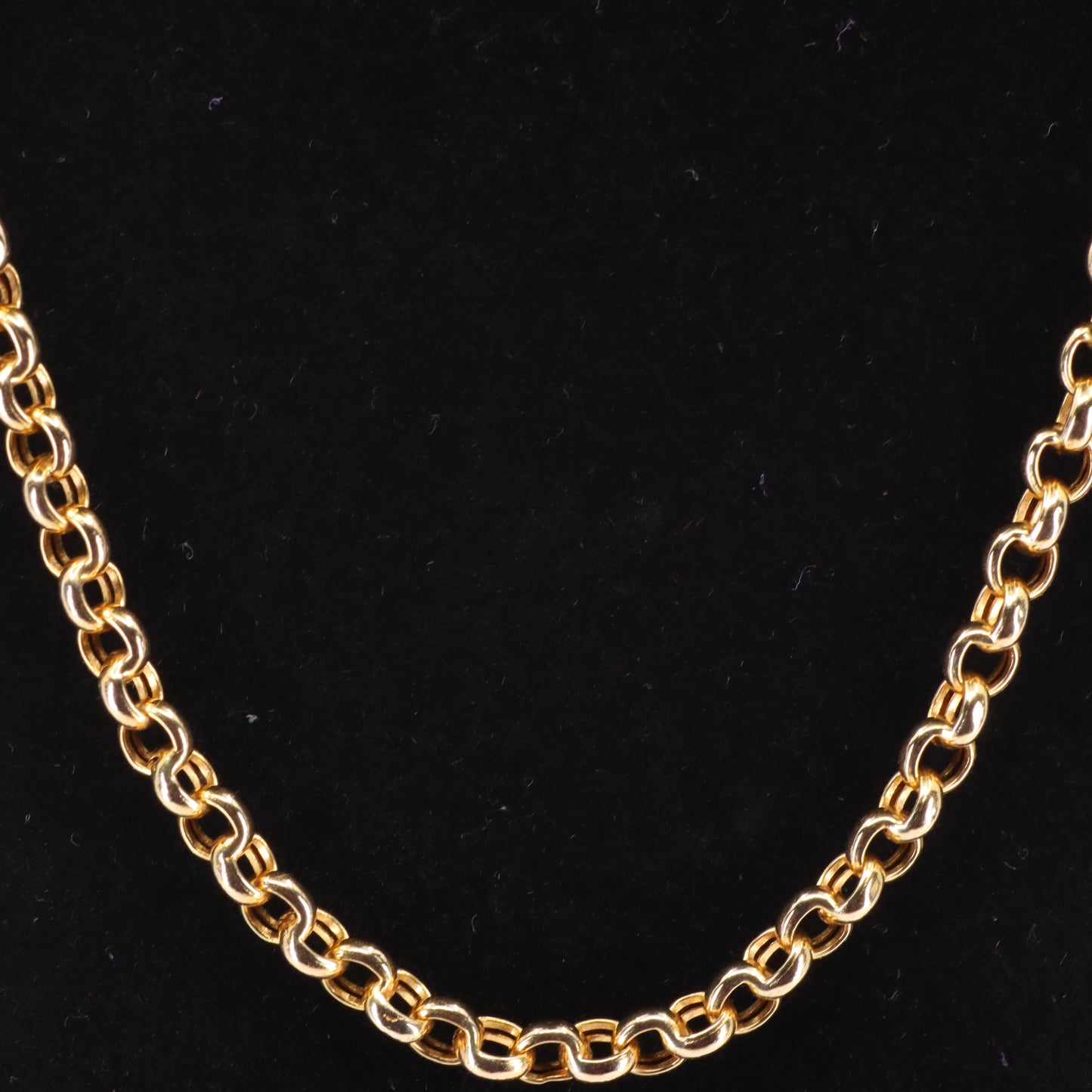 Vintage 9ct Hallmarked Yellow Gold 21.5 Inch 4mm Belcher Rolo Chain Boxed