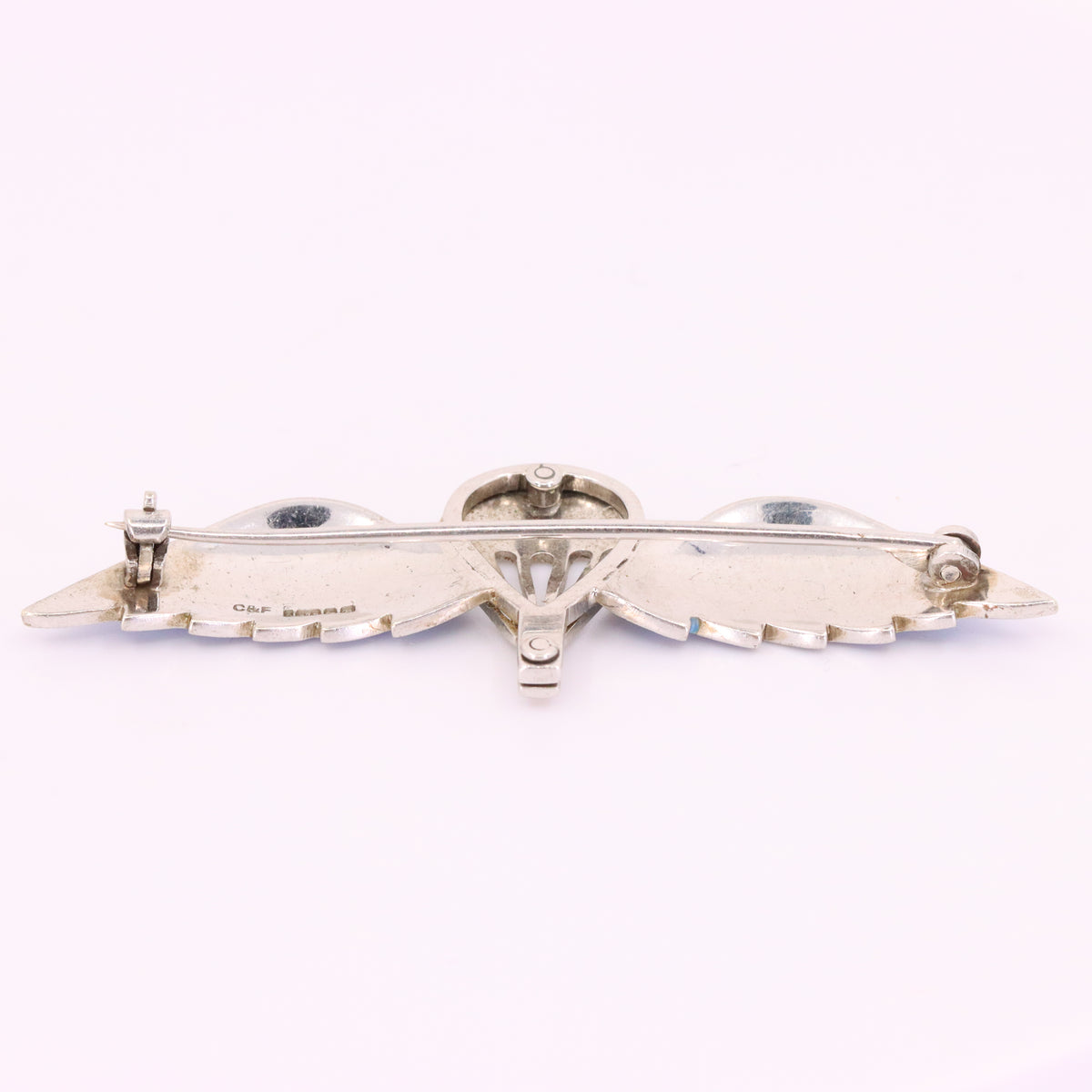 Vintage 9ct White Gold Enamel Parachute Regiment Sweetheart Brooch 1951 Boxed
