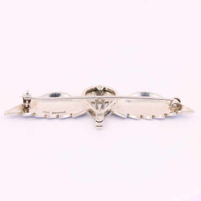 Vintage 9ct White Gold Enamel Parachute Regiment Sweetheart Brooch 1951 Boxed