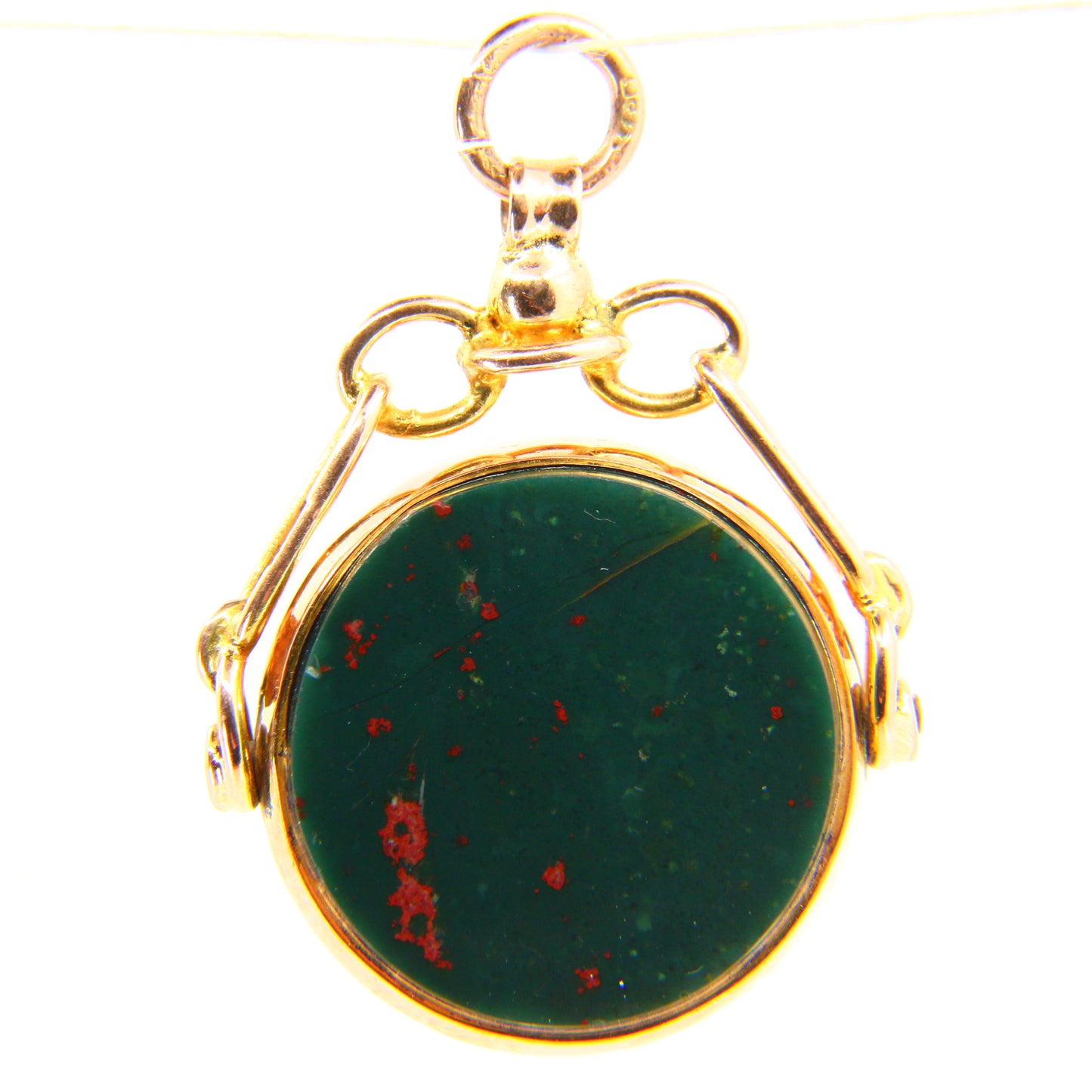 Vintage 9ct Bloodstone Carnelian Swivel Fob Pendant Yellow Gold Hallmarked Charm