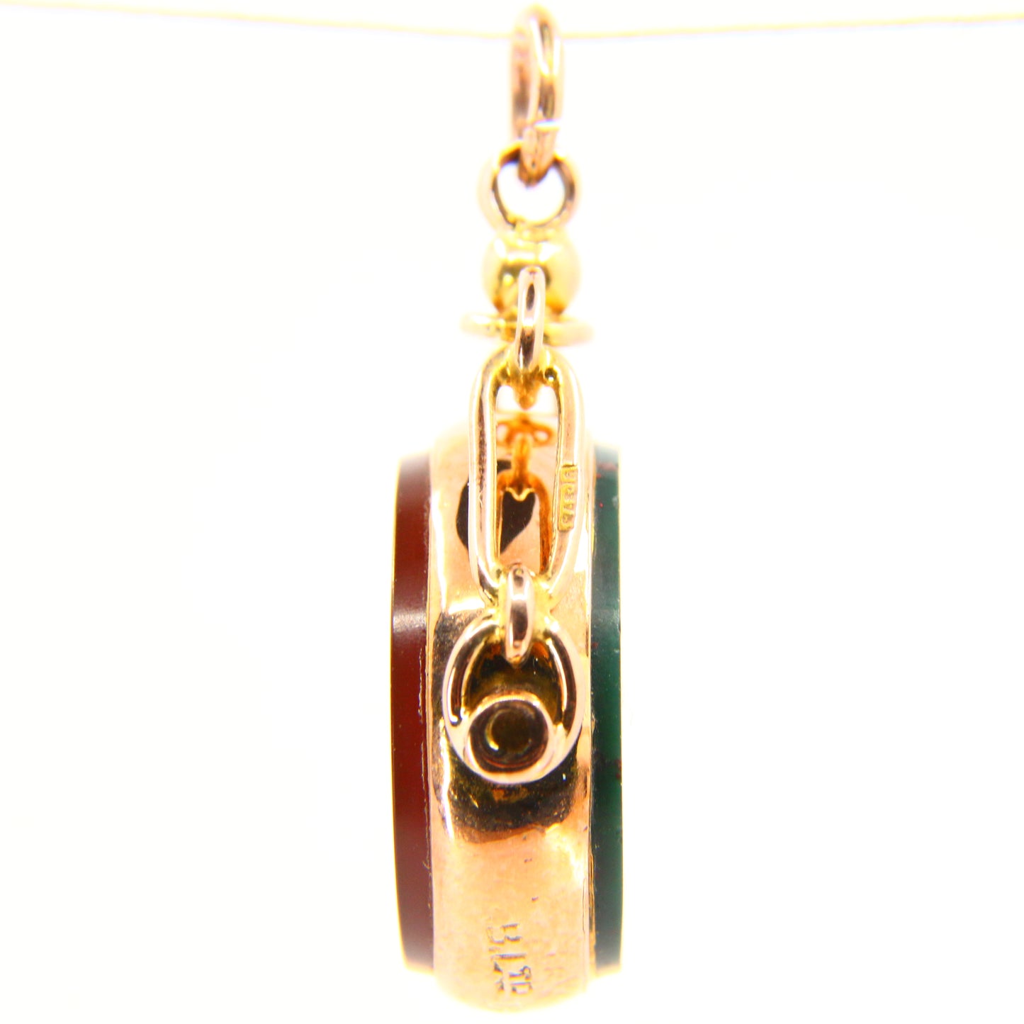 Vintage 9ct Bloodstone Carnelian Swivel Fob Pendant Yellow Gold Hallmarked Charm