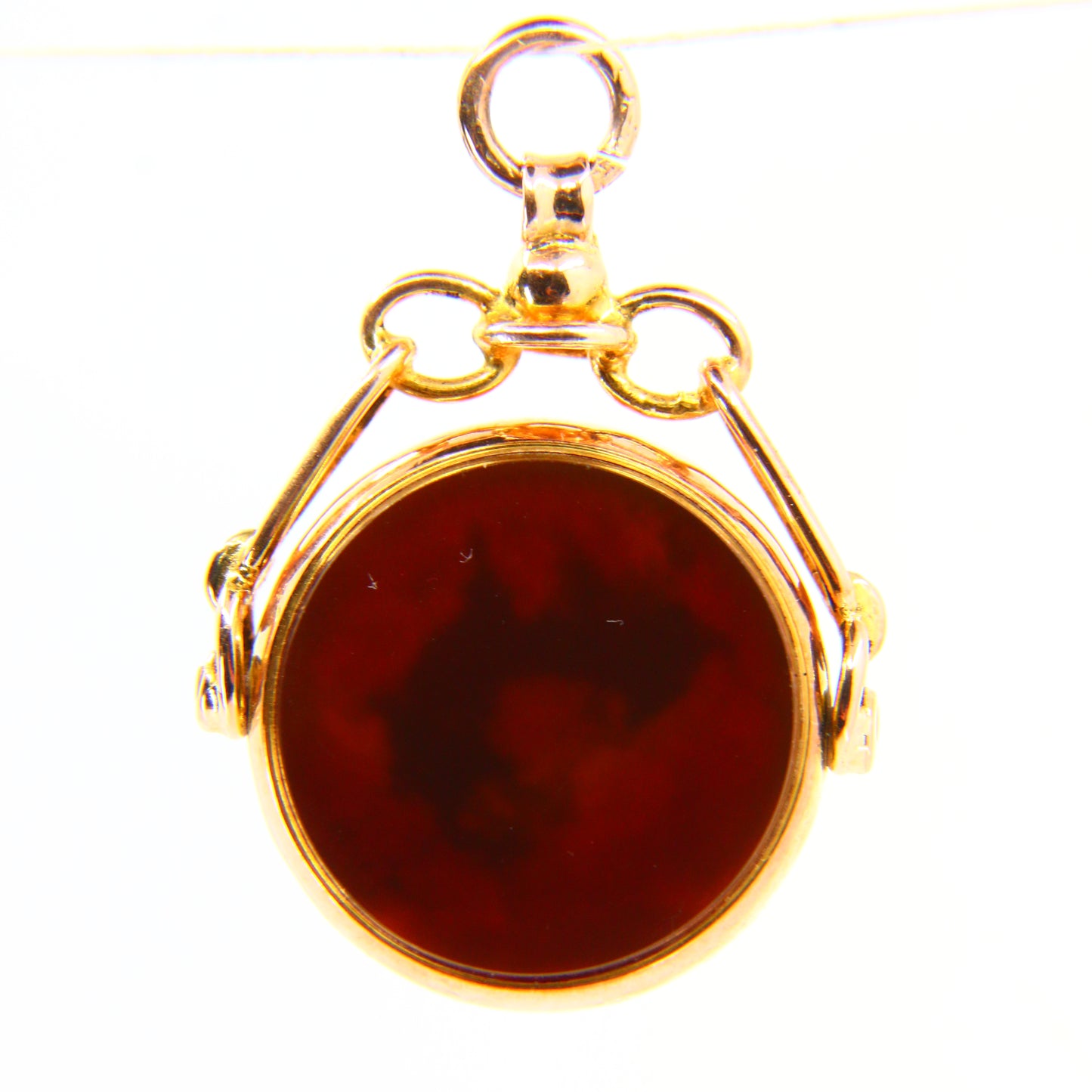 Vintage 9ct Bloodstone Carnelian Swivel Fob Pendant Yellow Gold Hallmarked Charm