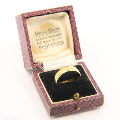 Antique 18ct Gold Glasgow Hallmarked Wedding Band Ring Size O½ Boxed