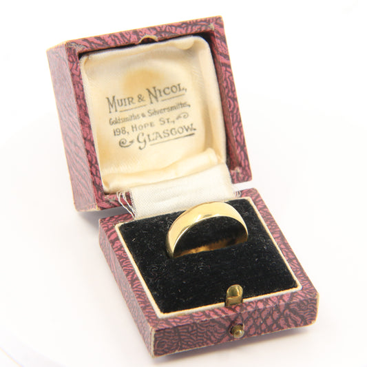 Antique 18ct Gold Glasgow Hallmarked Wedding Band Ring Size O½ Boxed