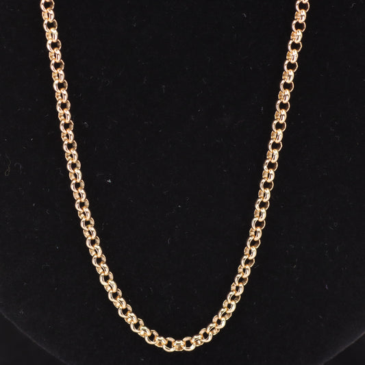 Vintage 9ct Hallmarked Yellow Gold 22 Inch 2.5 mm Belcher Chain Necklace Boxed