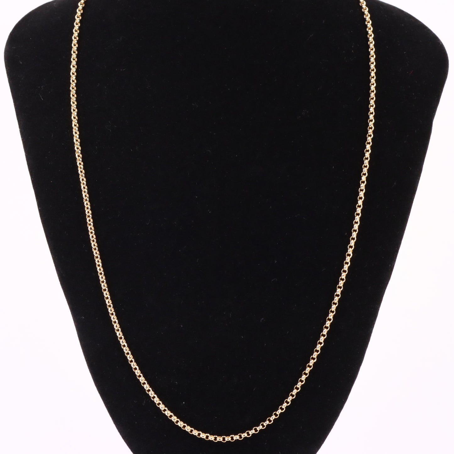 Vintage 9ct Hallmarked Yellow Gold 22 Inch 2.5 mm Belcher Chain Necklace Boxed
