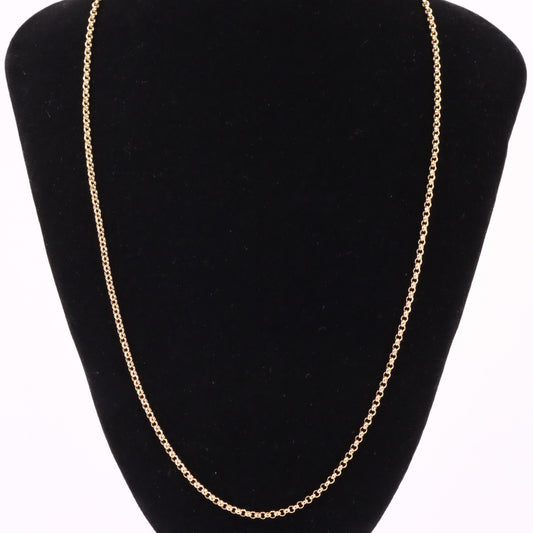 Vintage 9ct Hallmarked Yellow Gold 22 Inch 2.5 mm Belcher Chain Necklace Boxed
