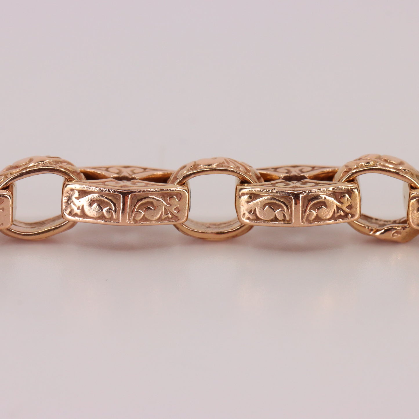 Vintage 9ct Hallmarked 27 inch 8 mm Rose Gold Fancy Link Chain Necklace Dog Clip