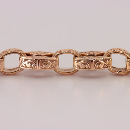 Vintage 9ct Hallmarked 27 inch 8 mm Rose Gold Fancy Link Chain Necklace Dog Clip