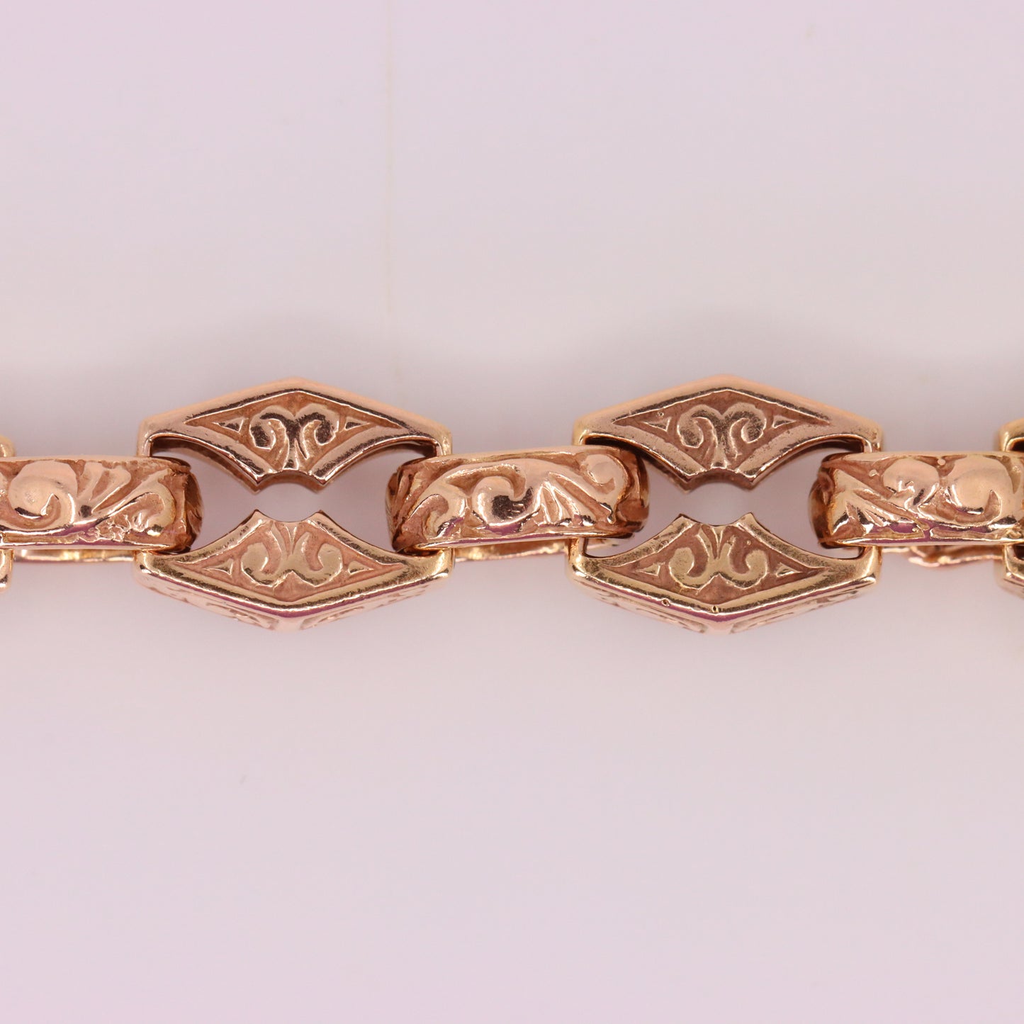 Vintage 9ct Hallmarked 27 inch 8 mm Rose Gold Fancy Link Chain Necklace Dog Clip