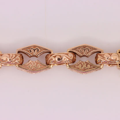 Vintage 9ct Hallmarked 27 inch 8 mm Rose Gold Fancy Link Chain Necklace Dog Clip