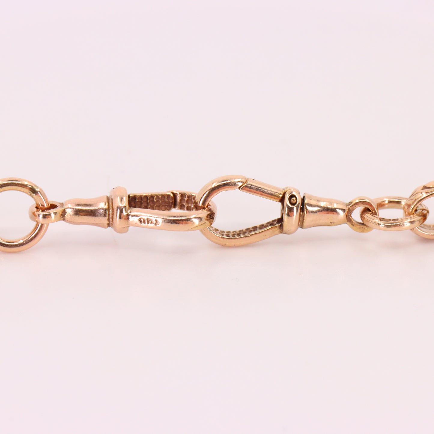 Vintage 9ct Hallmarked 27 inch 8 mm Rose Gold Fancy Link Chain Necklace Dog Clip