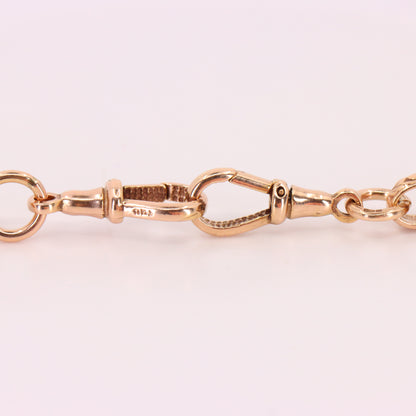 Vintage 9ct Hallmarked 27 inch 8 mm Rose Gold Fancy Link Chain Necklace Dog Clip