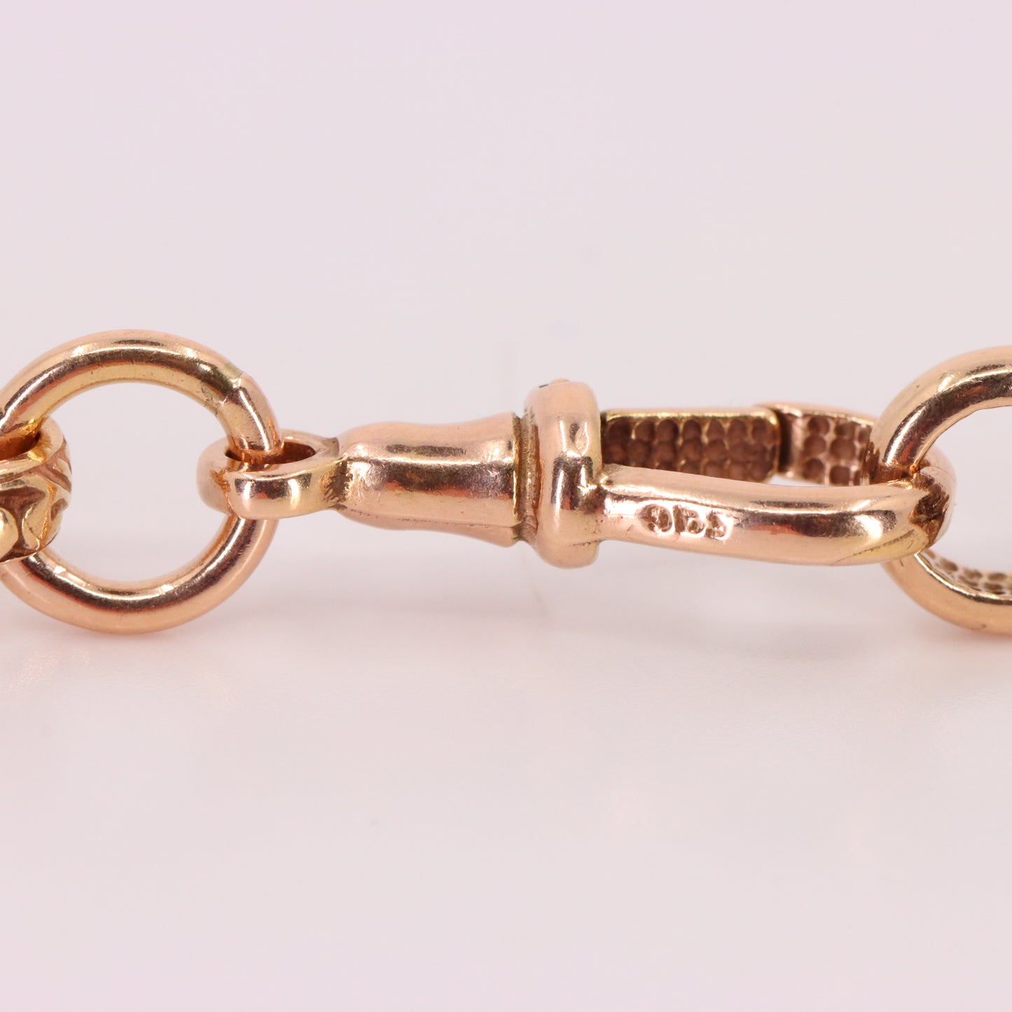 Vintage 9ct Hallmarked 27 inch 8 mm Rose Gold Fancy Link Chain Necklace Dog Clip
