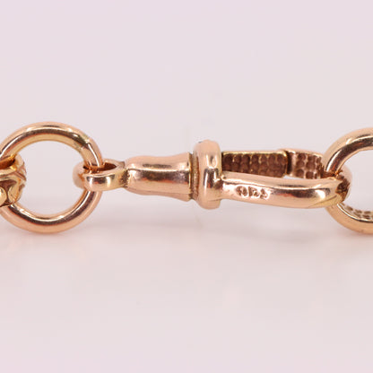 Vintage 9ct Hallmarked 27 inch 8 mm Rose Gold Fancy Link Chain Necklace Dog Clip