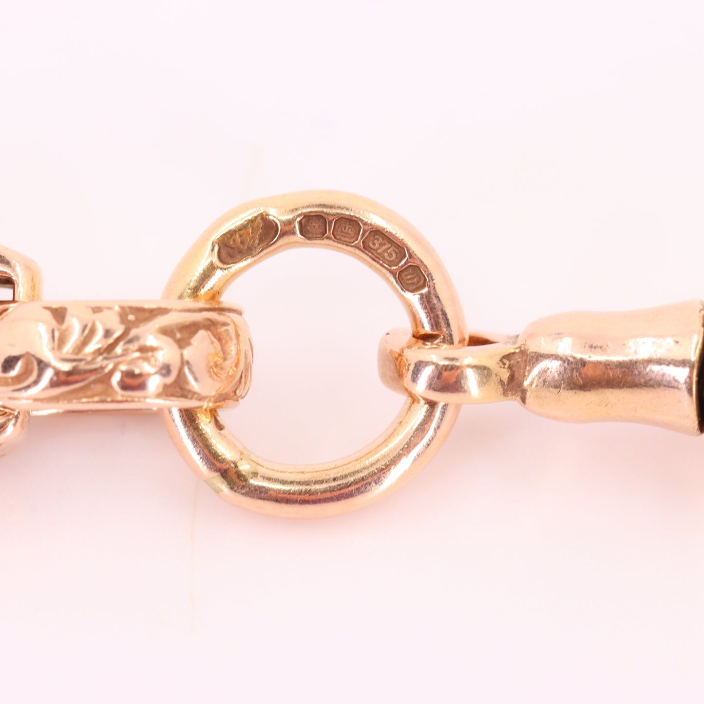 Vintage 9ct Hallmarked 27 inch 8 mm Rose Gold Fancy Link Chain Necklace Dog Clip