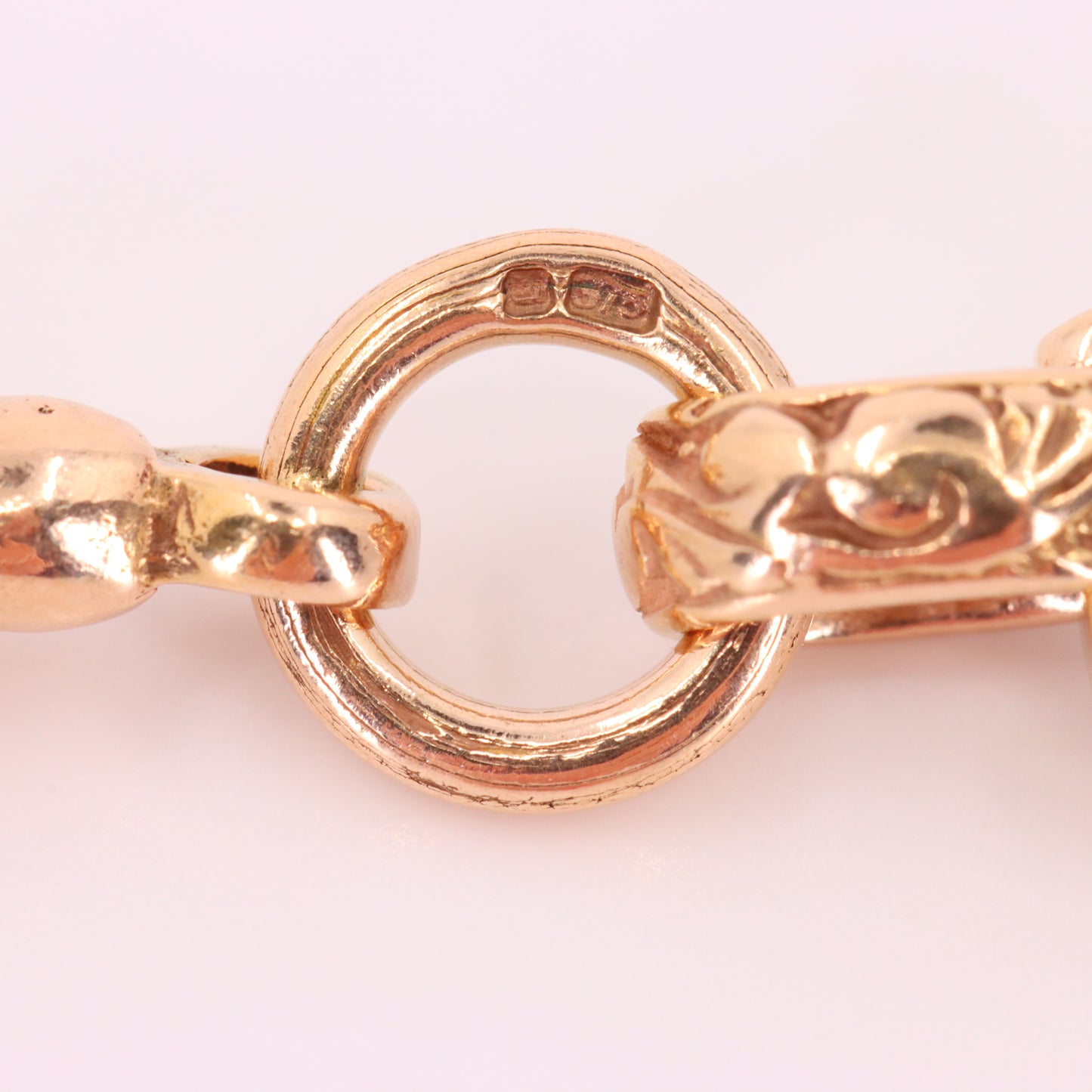 Vintage 9ct Hallmarked 27 inch 8 mm Rose Gold Fancy Link Chain Necklace Dog Clip