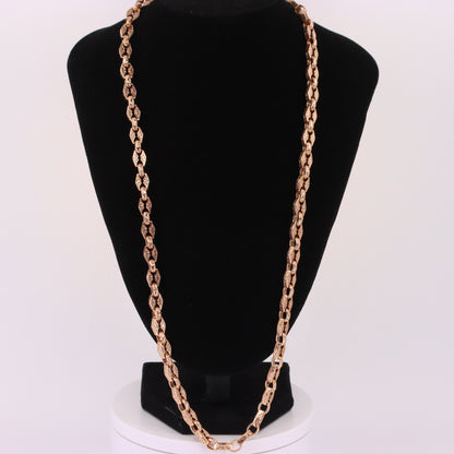 Vintage 9ct Hallmarked 27 inch 8 mm Rose Gold Fancy Link Chain Necklace Dog Clip