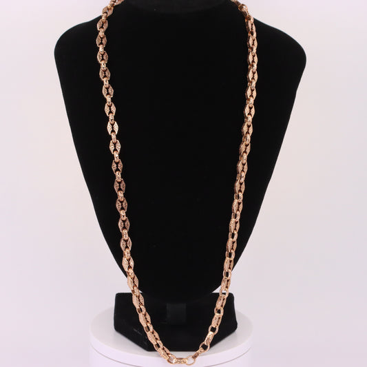 Vintage 9ct Hallmarked 27 inch 8 mm Rose Gold Fancy Link Chain Necklace Dog Clip