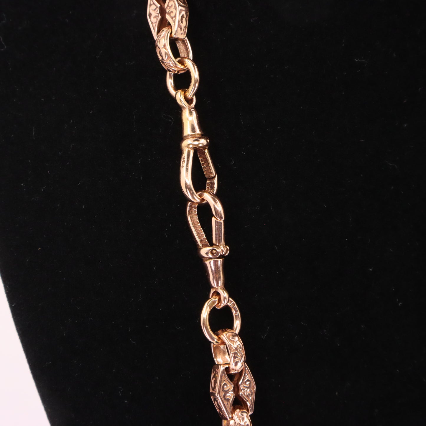 Vintage 9ct Hallmarked 27 inch 8 mm Rose Gold Fancy Link Chain Necklace Dog Clip