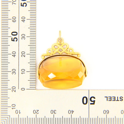 Antique 15ct Citrine Spinner Pendant 15 Carat Yellow Gold Drop Charm