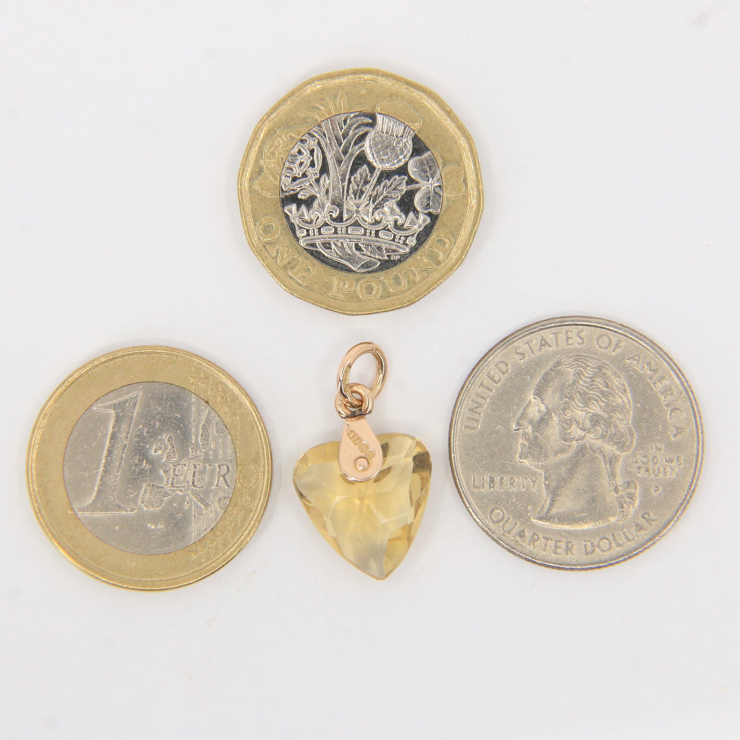 Vintage 9ct Hallmarked Citrine Heart Pendant Yellow Gold Charm Gift