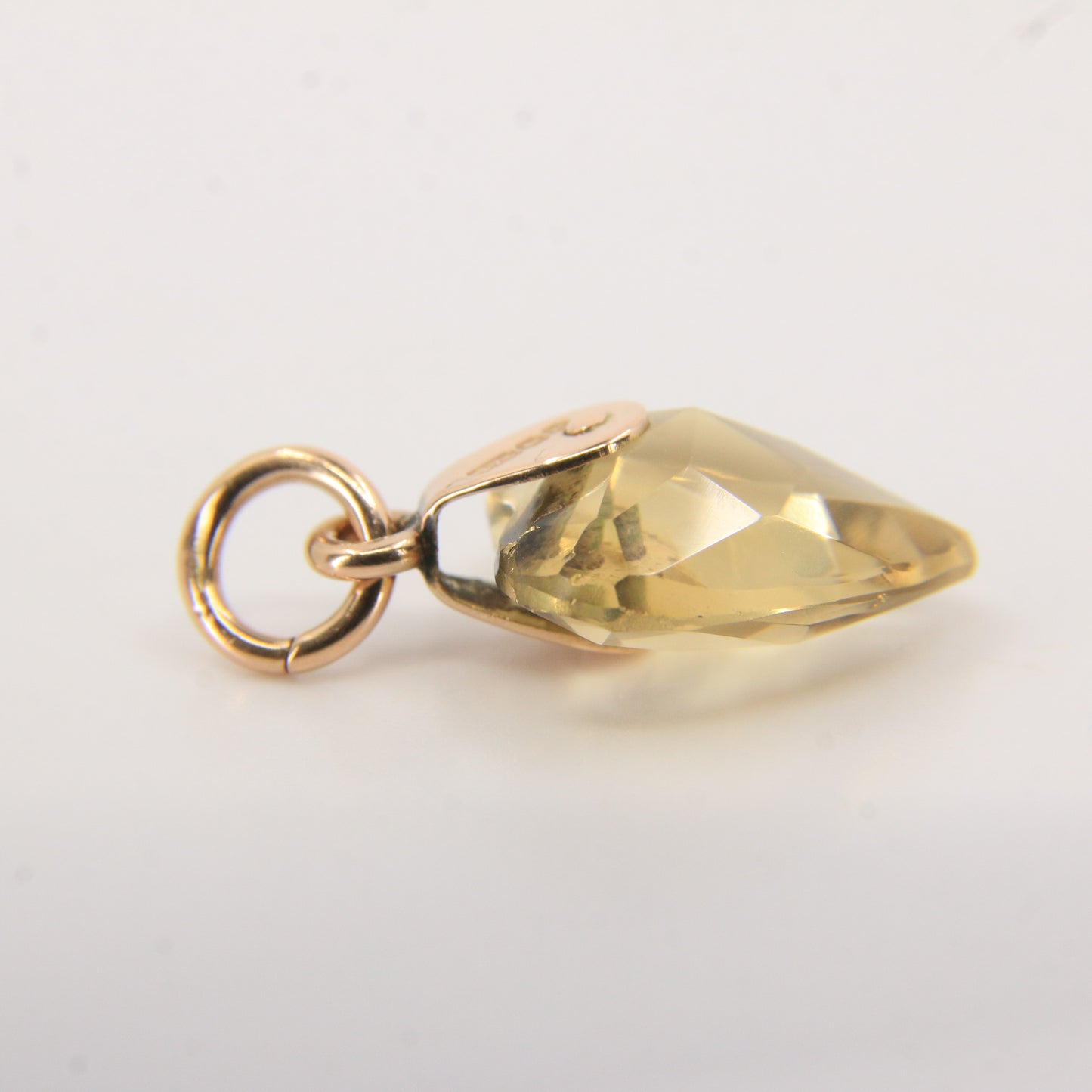 Vintage 9ct Hallmarked Citrine Heart Pendant Yellow Gold Charm Gift