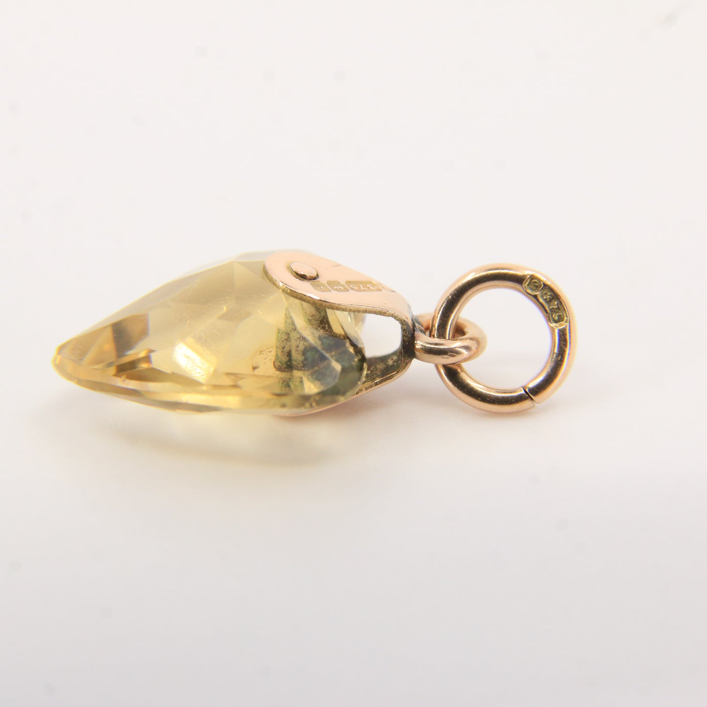 Vintage 9ct Hallmarked Citrine Heart Pendant Yellow Gold Charm Gift