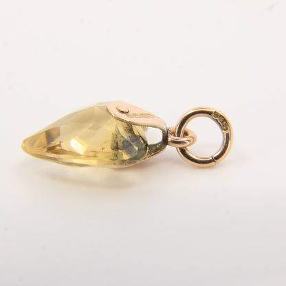 Vintage 9ct Hallmarked Citrine Heart Pendant Yellow Gold Charm Gift