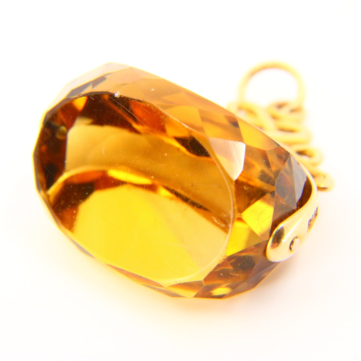 Antique 15ct Citrine Spinner Pendant 15 Carat Yellow Gold Drop Charm