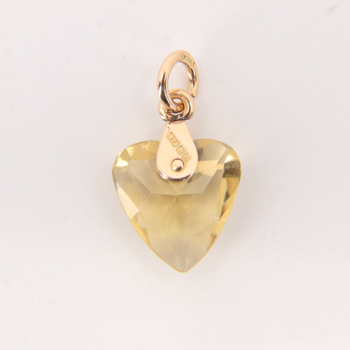 Vintage 9ct Hallmarked Citrine Heart Pendant Yellow Gold Charm Gift