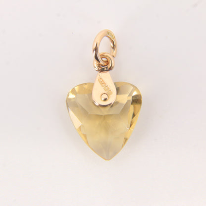 Vintage 9ct Hallmarked Citrine Heart Pendant Yellow Gold Charm Gift