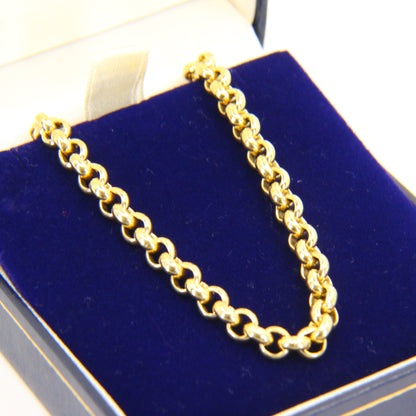 Vintage Hallmarked 9ct Gold Belcher Necklace Cable Link Chain Necklace Boxed