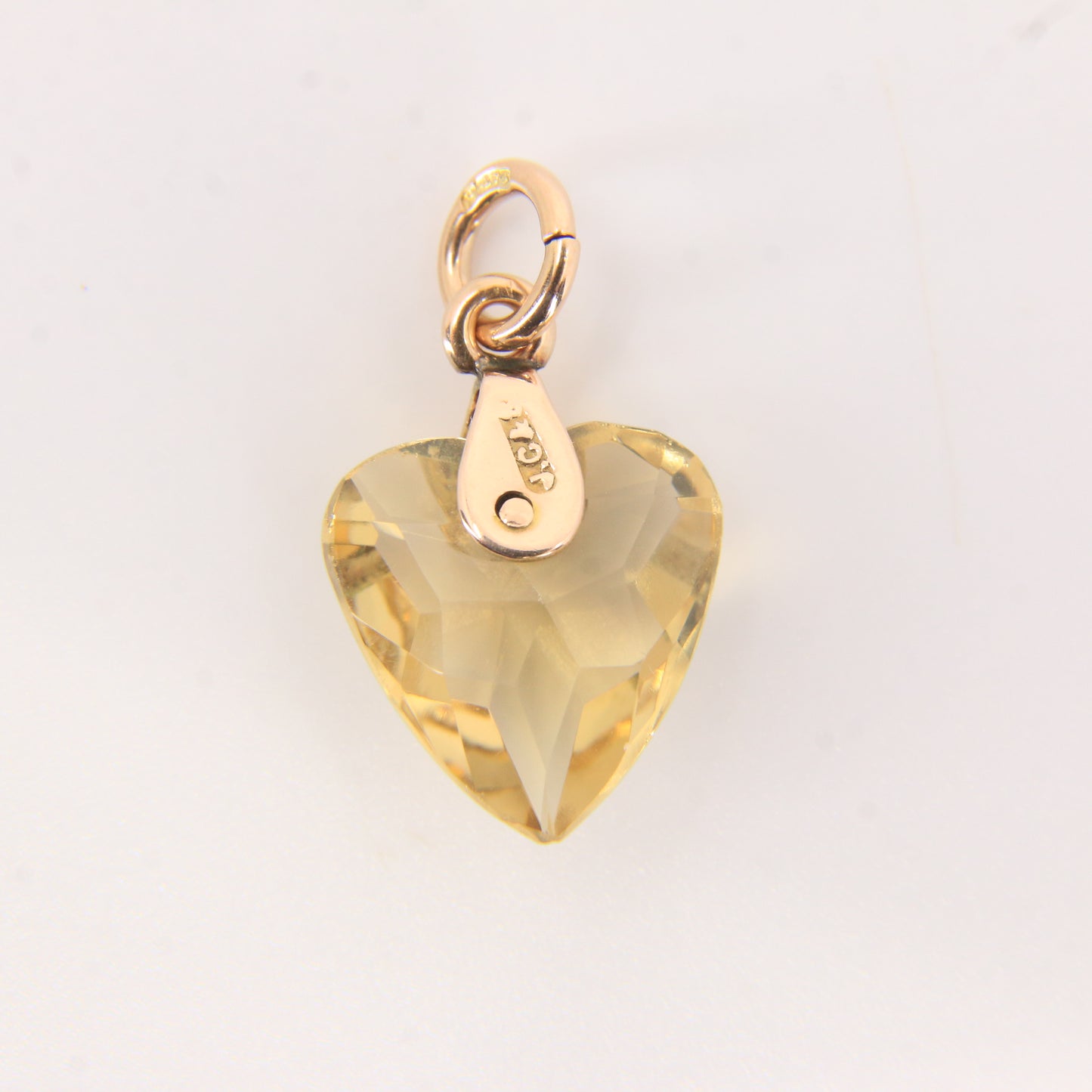 Vintage 9ct Hallmarked Citrine Heart Pendant Yellow Gold Charm Gift