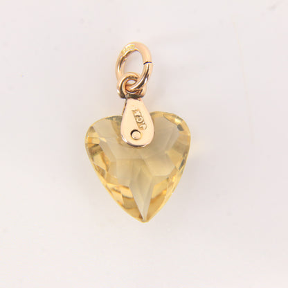 Vintage 9ct Hallmarked Citrine Heart Pendant Yellow Gold Charm Gift