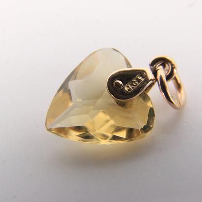 Vintage 9ct Hallmarked Citrine Heart Pendant Yellow Gold Charm Gift